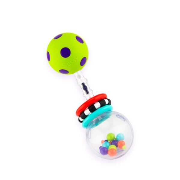 Sassy Spin Shine Rattle Developmental Toy (Colors May Vary)