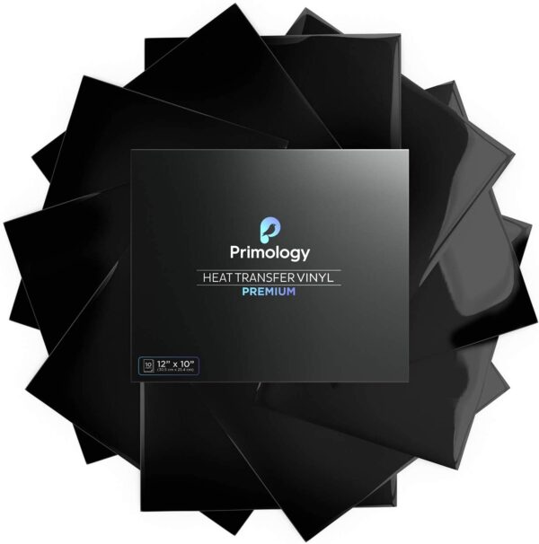 Primology Heat Transfer Vinyl: 10 Pack 12" x 10" Premium Iron On Vinyl, HTV Vinyl for T-Shirts - HTV for Cricut, Silhouette - Image 8