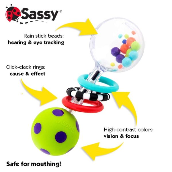 Sassy Spin Shine Rattle Developmental Toy (Colors May Vary) - Image 2