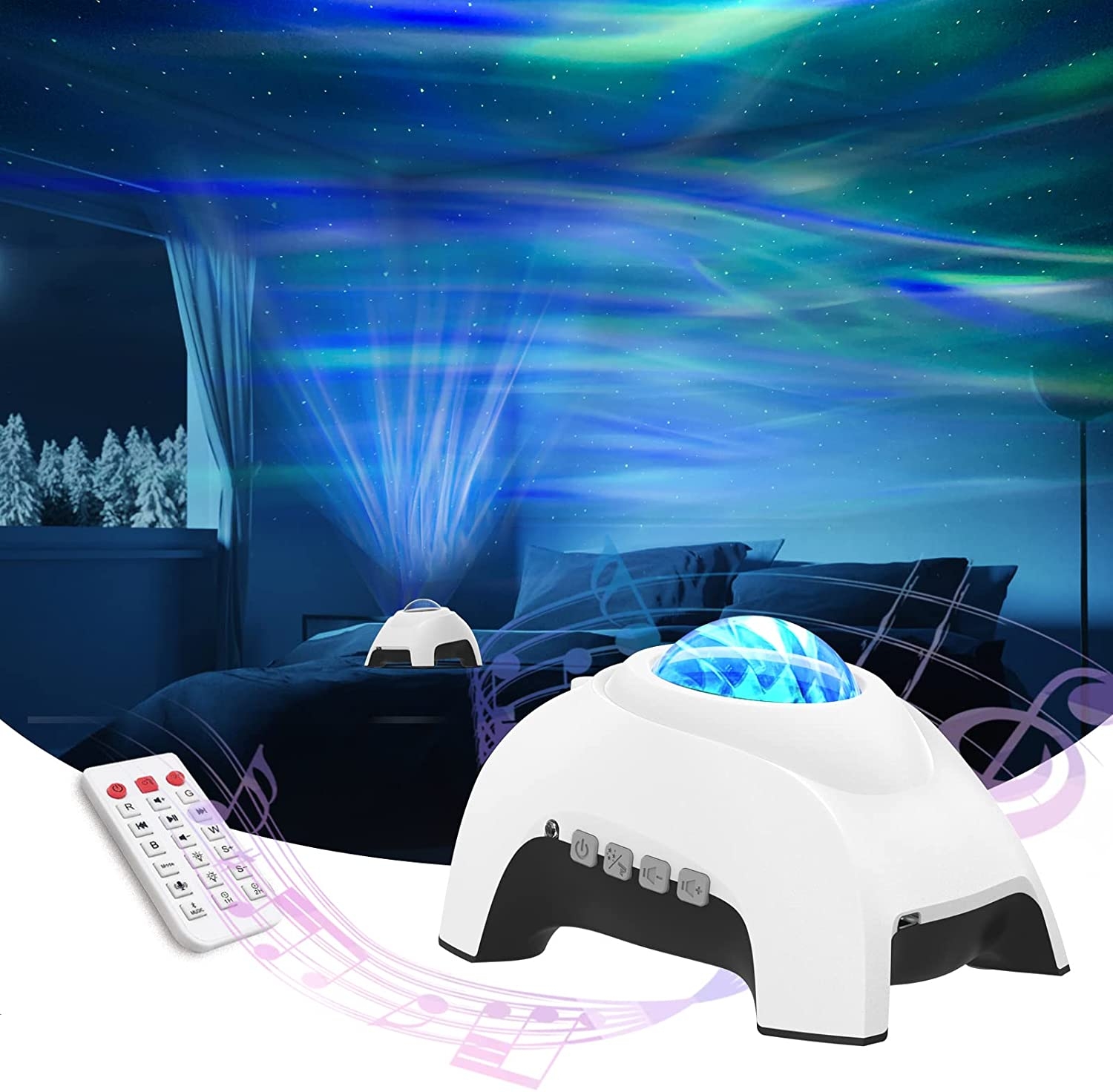 Colorful Aurora Projector White Noise Night Light Northern Lights Star  Projector with Bluetooth Speaker for Baby Kids Adults - AliExpress