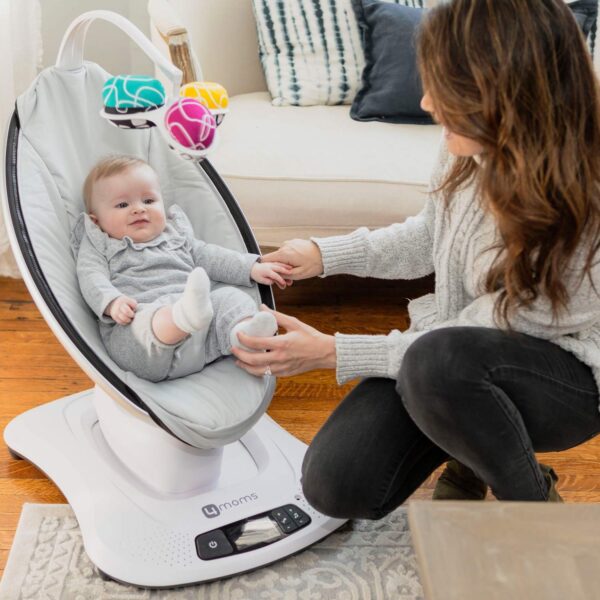 4moms® mamaRoo 4 Multi-Motion™ Baby Swing, Bluetooth Baby Rocker with 5 Unique Motions, Cool Mesh Fabric, Grey - Image 5