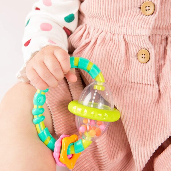 Bright Starts Grab & Spin Baby Rattle & BPA-Free Teether Toy, Ages 3 Months+, Colors May Vary - Image 3